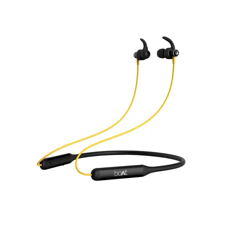 boAt Rockerz 335 Bluetooth in Ear Neckband with Qualcomm aptX CVC Upto 30 Hours Playback ASAP Charge Signature Sound IPX5 and BTv5 0 Yellow 