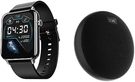 boAt Wave Lite Smartwatch with 1 69 HD Display Sleek Metal Body 7 Days Battery Life Active Black Stone 180 5W Bluetooth Speaker with Upto 10 Hours Playback 1 75 Driver IPX7 TWS Feature