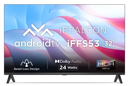 iFFALCON 80 04 cm 32 inches Bezel Less S Series HD Ready Smart Android LED TV iFF32S53 Black 