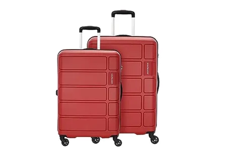 kamiliant by American Tourister Harrier 2 Pc Set 55 Cms 68 Cms Small Medium Polypropylene PP Hard Sided 4 Wheeler Spinner Wheels Luggage Set Crimson Red
