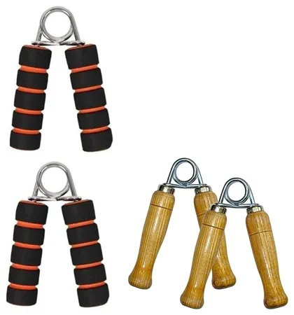 no item name Spanco Wooden Hand Gripper Hand Gripper Hand Grip Strenthener Wooden Hand Gripper Hand Grip Exerciser Hand Gripper for Men and Women Pack of 2 
