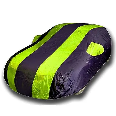 ARNV Mirror Pocket Fabric Car Body Cover with Mirror Pockets and Tie Belt for Toyota Fortuner Blue and Yellow 