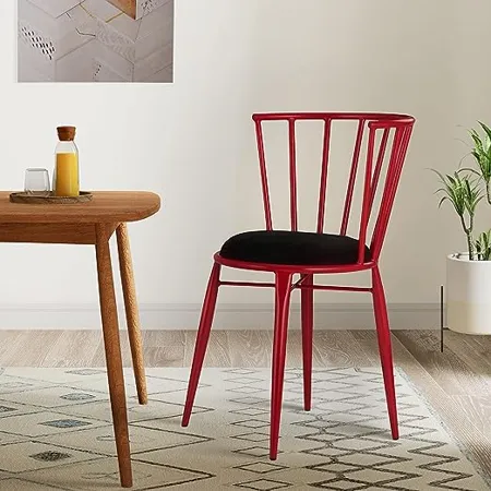 Amazon Brand Solimo Craley Chair with Cushioned Seat Iron Red 1 Piece 
