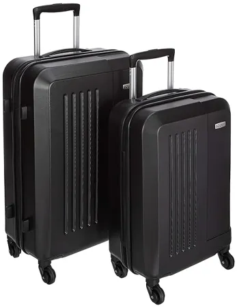 Amazon Brand Solimo Set of 2 55 cm 66 cm Black Hardsided Trolley