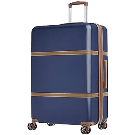 AmazonBasics Vienna Expandable Hardsided Check In Trolley with Extreme Scratch Resistance 71 cm Blue