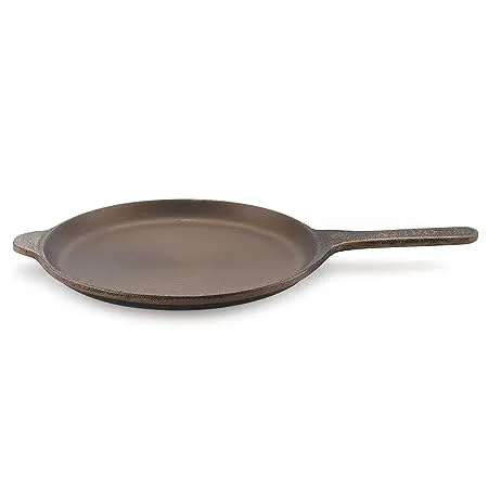 Attro Pre Seasoned Cast Iron Shallow Fry Pan Omlet Pan Compatible with Gas Stove Induction 10 inch Black Standard