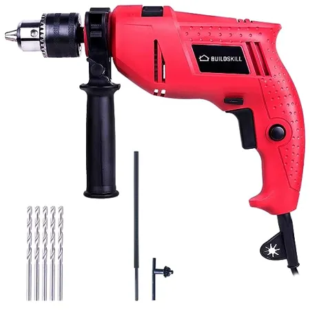 Buildskill Professional DIY Reversible BGSB13RE Hammer Drill Machine with 5 Bits Hammer Drill 13 mm Chuck Size 500 W 