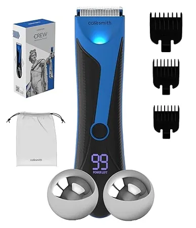 Caresmith Crew Manscaping Body Trimmer Men Curved Edges for Extra Safety Rechargeable 7000 RPM Balls Trimmer for Pubic Hair Private Parts Trimming Body Hair Remover for Intimate Trimming