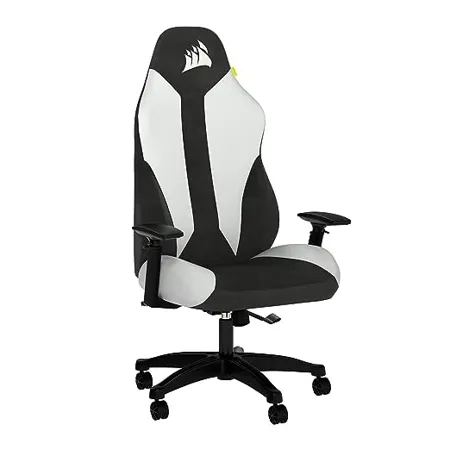 Corsair TC70 Remix Gaming Chair White Relaxed Fit Leatherette Soft Cloth Fabric Exterior Built in Foam Lumbar Support Highly Adjustable Armrests 105 Reclining Seat CF 9010040 WW