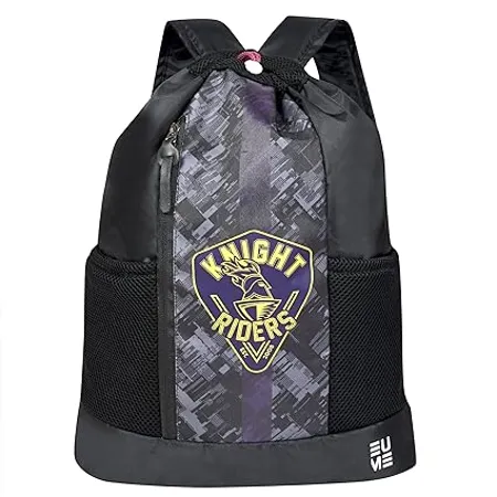 EUME Kolkata Knight Riders 19 Ltrs Drawstring Backpack with 1 Compartment Men Women Fit Up to 13 3 inch Laptop Black Color