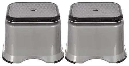 Fun Homes Ultra 10 Multiuses Portable Lightweight Strong Durable Plastic Bathroom Step Sitting Stool Patla Pack of 2 Grey 46FH0147 Standard