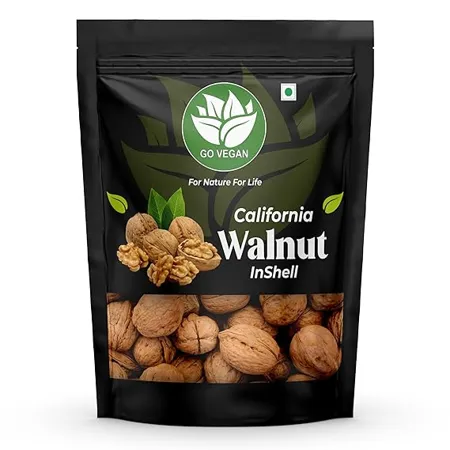 Go Vegan Natural Raw Walnut Inshells Sabut Akrot High in Protein Iron Walnuts with shell 1 Kg 