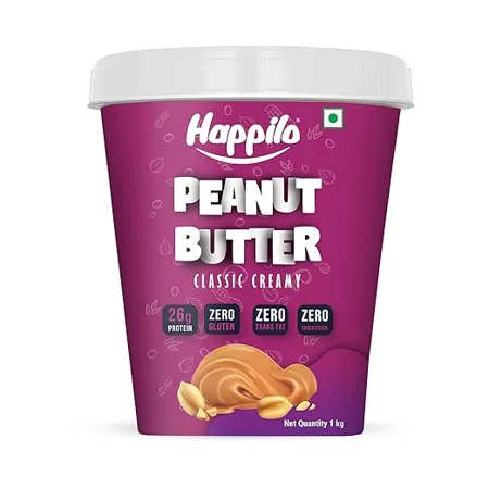 Happilo Classic Peanut Butter Creamy 1kg Protein Rich Roasted Peanuts No Added Sugar