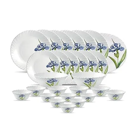 La Opala Diva Classique Collection Opal Glass Dinner Set 27 pcs Royal Iris White