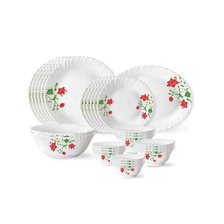 Larah By Borosil Hazel Opalware Dinner Set 27 Pcs White