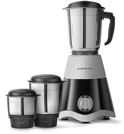 Longway Super Dlx Mixer Grinder Powerful Motor with 1 Year warranty Black Grey 3 Jar 