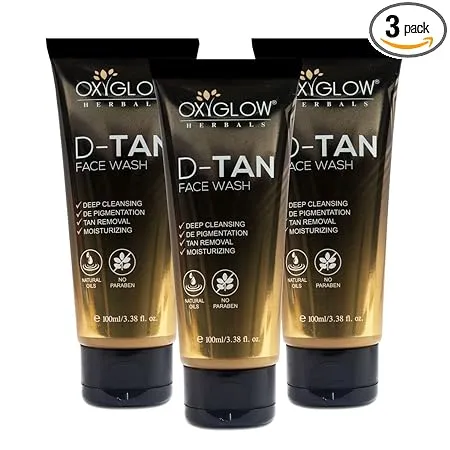 OxyGlow Herbals D TAN Face Wash Helps removes Tan Dirt Brightening Glowing Skin 100gm Pack of 3