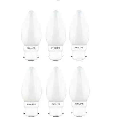 PHILIPS LED Deco White 0 5W Glass Candle Pack of 6 