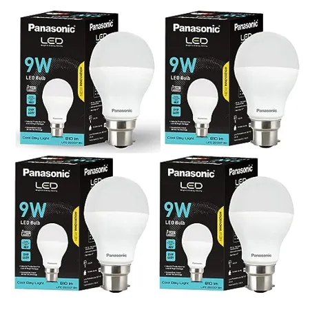 Panasonic 9W LED Bulb LED Bulb 9 watt with B22 Base 4kV Surge Protection 9 Watt Bulb Cool Day Light Pack of 4 