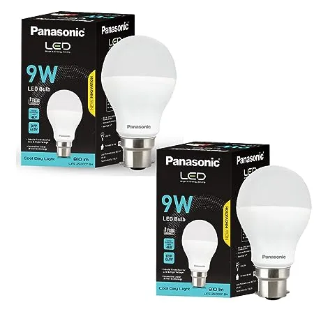 Panasonic ABS Plastic 9W Led Bulb Led Bulb 9 Watt With B22 Base 4Kv Surge Protection 9 Watt Bulb Cool Day Light Pack Of 2 Grey