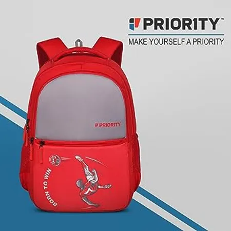 Priority Achiever 005 Born To Win 35 Liters Red Polyester Stylish College Bag Printed Backpack Unisex Bag for College Office Suitable for Men Women 25889 