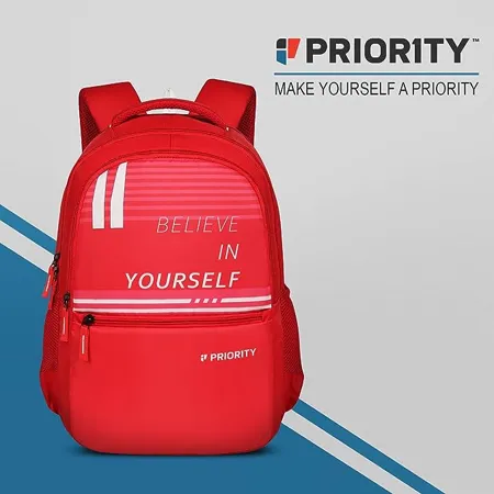 Priority Achiever 008 Believe In Yourself 35 Liters Red Stylish College Bag Printed Backpack Unisex Bag for College Office Suitable for Men Women 25892 