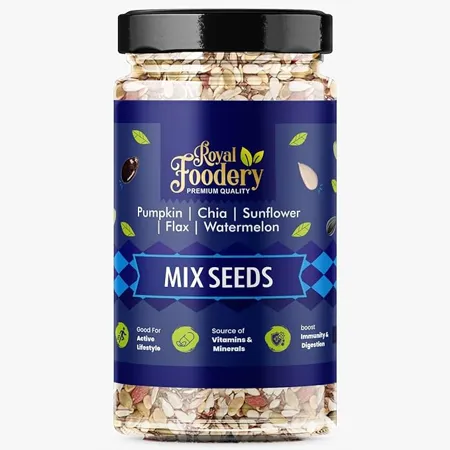 Royal Foodery Healthy seeds mix for weight management Pumpkin Sunflower Watermelon Flax Chia Seeds Improved digestion Muscle building healthy heart with Omega 3 protein support 500gram