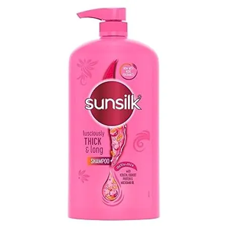 Sunsilk Lusciously Thick Long Shampoo 1 L With Keratin Yoghut Protein and Macadamia Oil Thickening Shampoo for Fuller Hair