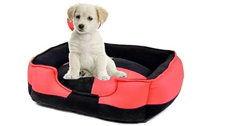 Ultra Soft Red Black Color Fleece Fabric Polyester Filled Sofa Reversible Dog Cat Beds Export Quality Large