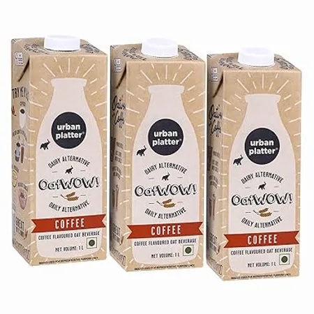 Urban Platter OatWOW Coffee Oat Beverage 1L Plant based Milk Alternative Pack of 3 
