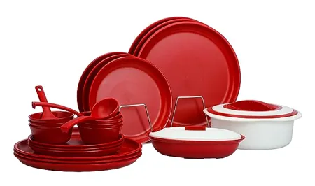 Varmora Dinner Set 24 Pcs Set Pian Matt Color Maroon 