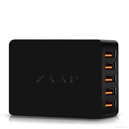 ZAAP 5 Port 5 1A Turbo Desktop Adapter Travel Wall Charger Black 