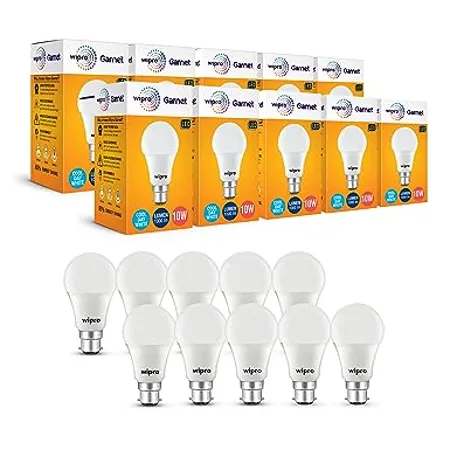 wipro Garnet Base B22 10 Watt LED Bulb White Pack of 10