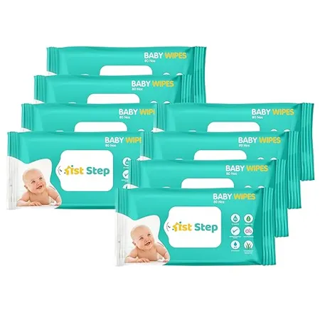 1st Step Baby Wet Wipes Enriched With Aloe Vera And Jojoba Oil 80Pcs Pack Of 8 