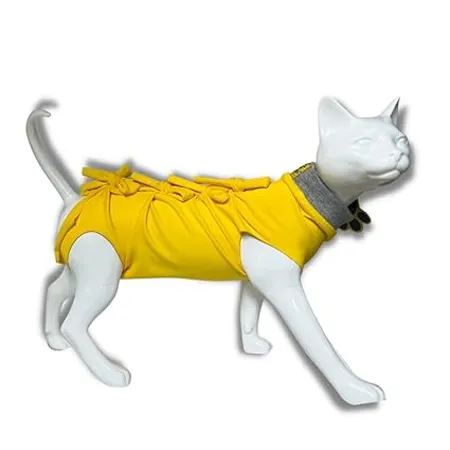 A a Pets Cat Everyday Clothing for Post Surgery Recovery Abdominal Wounds or Skin Diseases Breathable Cotton Yellow L 