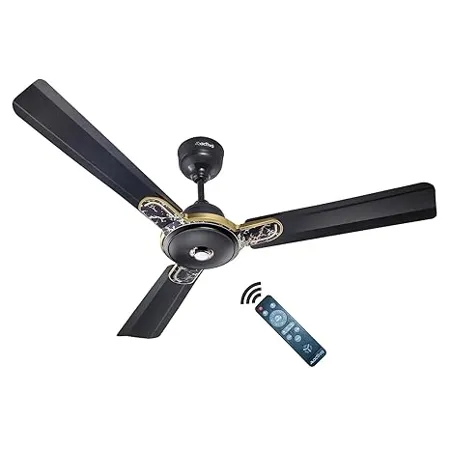 ACTIVA Energia Premium 1200 MM 28 Watts BLDC Motor Fan With LED Light Remote 3 Blade Energy Saving Ceiling Fan With 5 Year Warranty MARBEL BLACK 