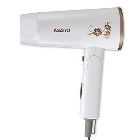 AGARO HD 1217 Hair Dryer 2 Speed 3 Temperature Settings Cool Shot Foldable handle 1800Watts hair Drying hair Styling For Men Women White