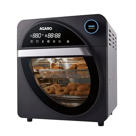 AGARO Royal Air Fryer For Home 14 5L Rotisserie Convection Oven 1700W Electric Oven 25 Preset Menu Digital Display Touch Control Bake Roast Toast Dehydrate Defrost Keep Warm Dark Grey