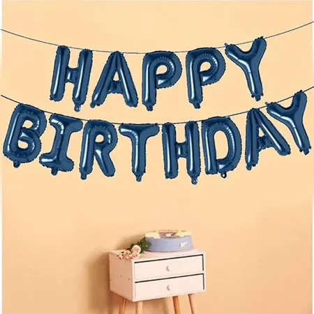AMFIN Happy Birthday Letter Foil Balloon Birthday Party Supplies Happy Birthday Balloons for Party Decoration Blue Chrome 