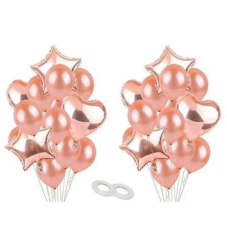 AMFIN Pack of 30 Birthday Decoration Combo 1st Birthday Decoration for Baby 1st Birthday Decoration Items First Birthday Party Decoration Balloons Birthday Party Rose Gold