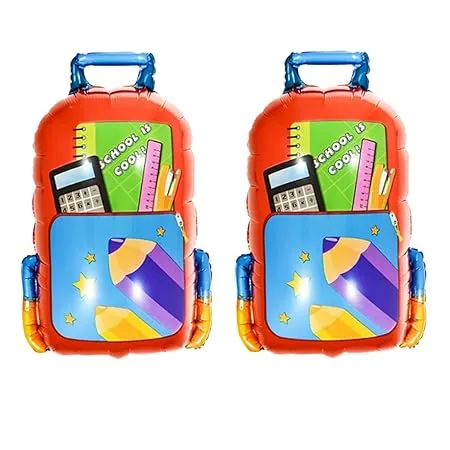 AMFIN School Foil Balloon First Day of School Props Foil Decoration for Kids School Bag Foil Balloon Pack of 2