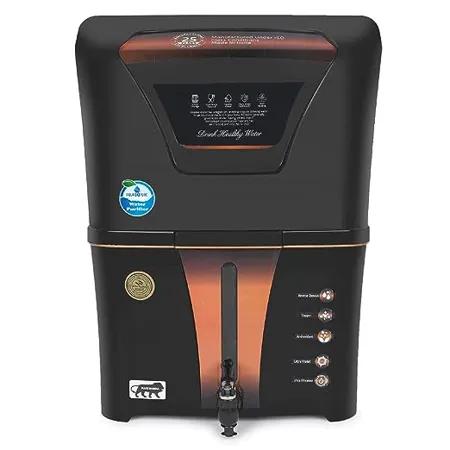 AQUA D PURE Copper Mineral RO UV UF 10 to 12 Liter RO UV TDS ADJUSTER Water Purifier with Copper Charge Technology black copper Best For Home and Office By Remino S56 Enclosed Copper 