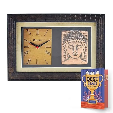 ARCHIES Ganesh Ji Murti Ganesha Clock Analog Table Clocks Desk Top Wall Hanging Facility 29 X 9 X 10 Cm Bronze Wooden Frame with Brass Idol C137