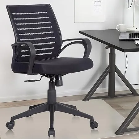 ASTRIDE Ace Mid Back Office Chair for Work from Home Study Chair Revolving Chair Heavy Duty Nylon Base Black 
