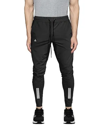 AVOLT Dry Fit Track Pant for Men I Slim Fit Athleisure Running Gym Stretchable Track Pant L Black 