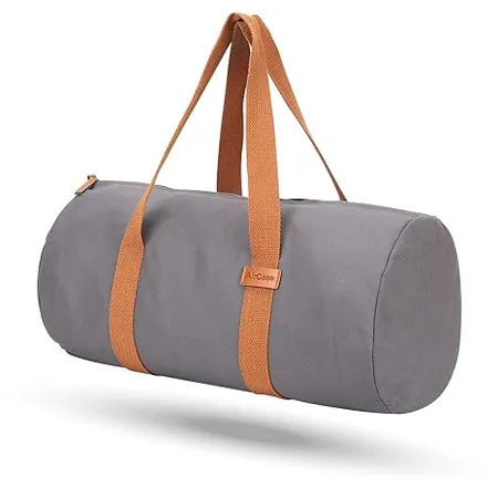 AirCase Canvas Minimalist Duffle Bag Easy to Clean Durable Cabin Luggage Hand Bag for Travel Gym Camping Storage for Men Women Grey