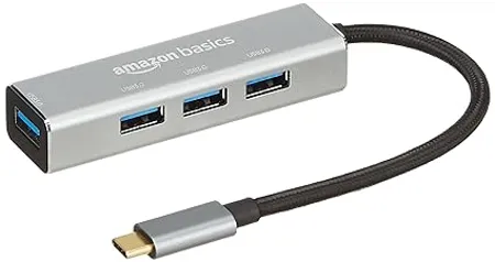 Amazon Basics 4 Port Superspeed USB 3 0 Hub Grey 