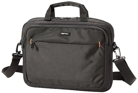 Amazon Basics Messenger Laptop Bag with Handle Shoulder Strap fits upto 14 1 Laptop MacBook for Men Women Black 