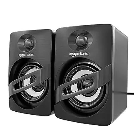 Amazon Basics Portable Multimedia Speaker Suitable for Laptop Desktop Black USB 2 0 Deep Bass