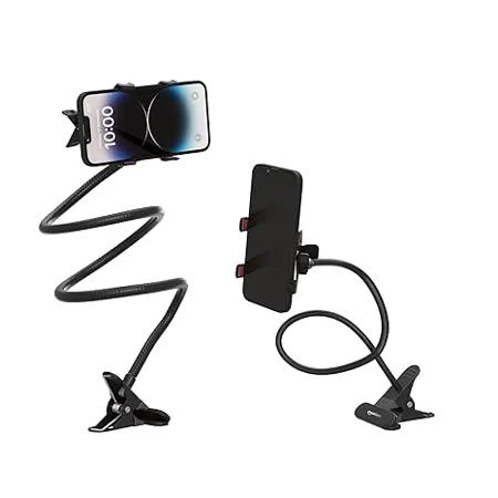 Amazon Basics Tabletop Stand for Mobile Tablet and E Reader Clip Mount Multi Angle Foldable Lazy Bracket Universal Compatibility